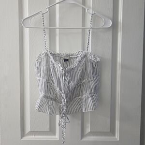 American Eagle Outfitters White and Gray Striped Camisole